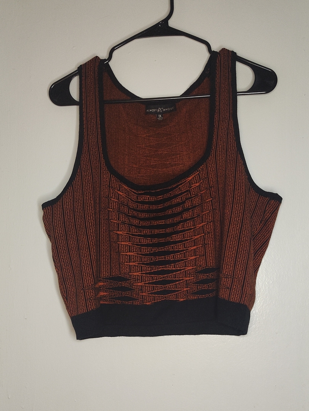 Almost Famous Rust & Black Knit Cropped Tank Size 1X